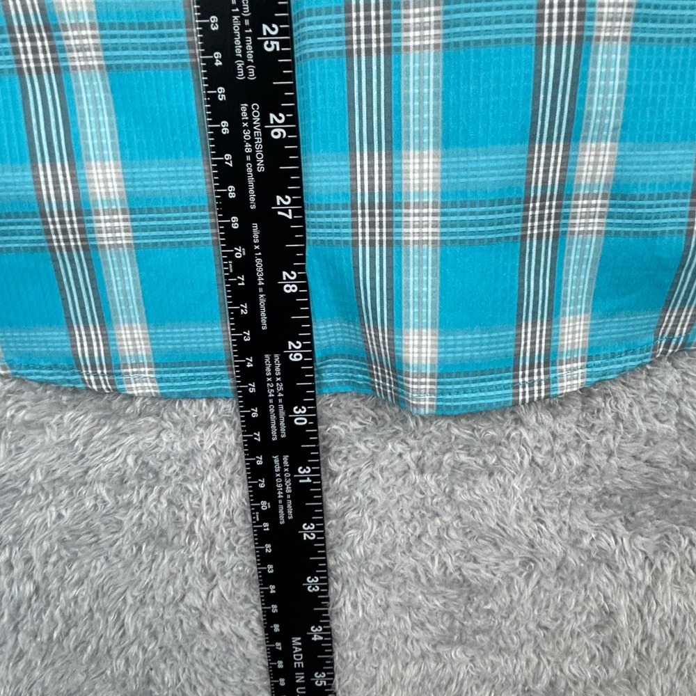 Columbia Mens S Blue Plaid Omni-Shade Vented Short Sleeve Button Down Shirt Hike - Picture 7 of 9